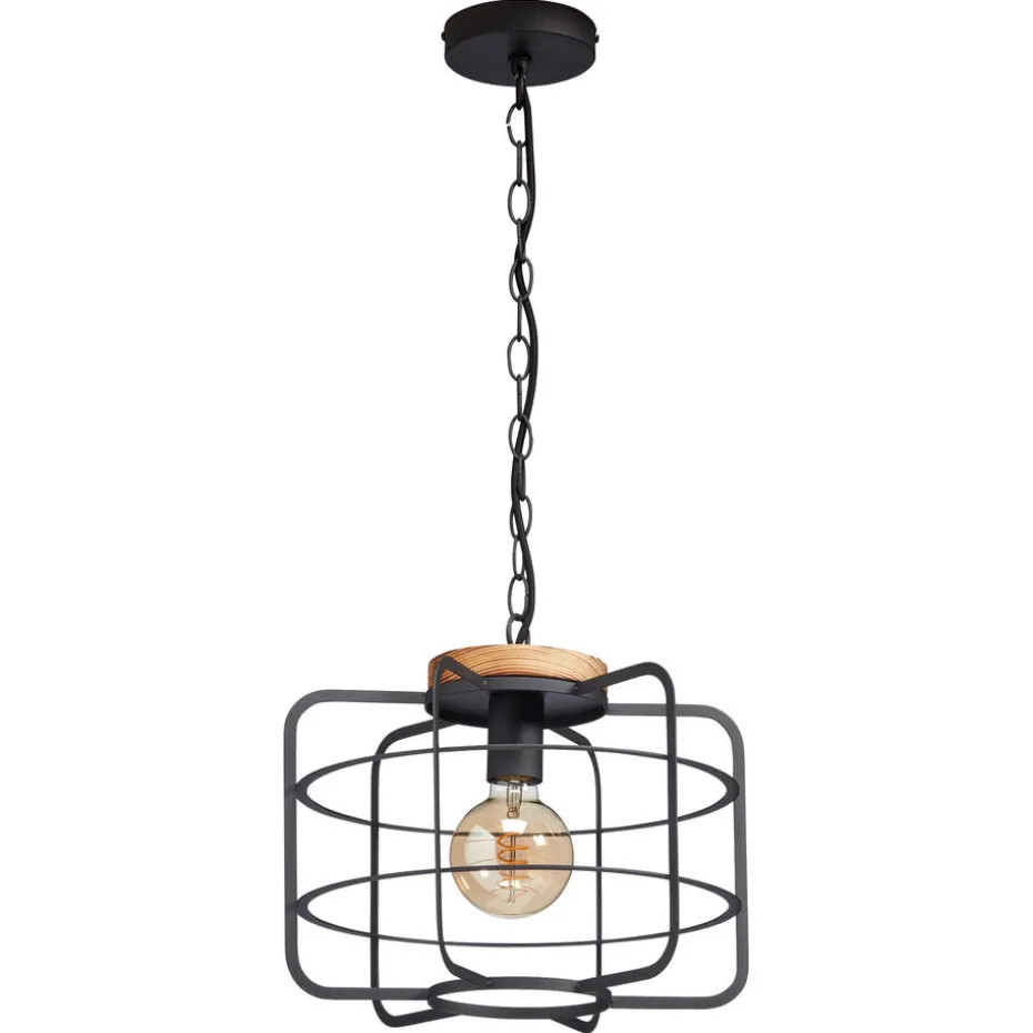 Hanglamp Wood 1-Lichts Zwart