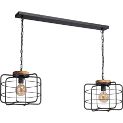 Hanglamp Wood 2-Lichts Zwart