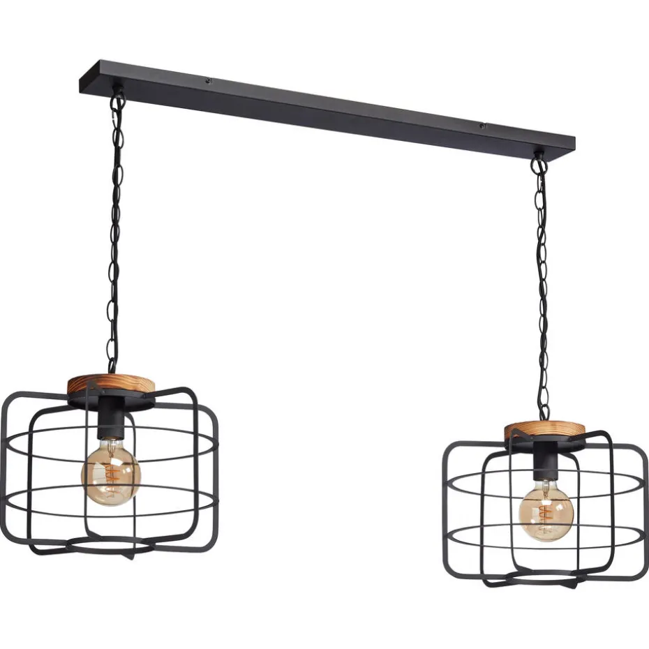 Hanglamp Wood 2-Lichts Zwart