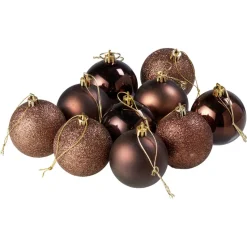 Kerstbal Bruin 10 Stuks