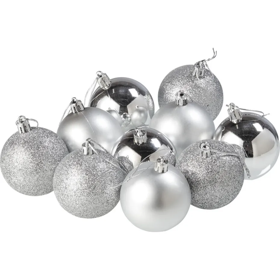 Kerstbal Zilver 10 Stuks
