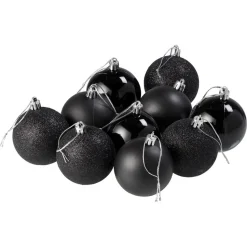 Kerstbal Zwart 10 Stuks
