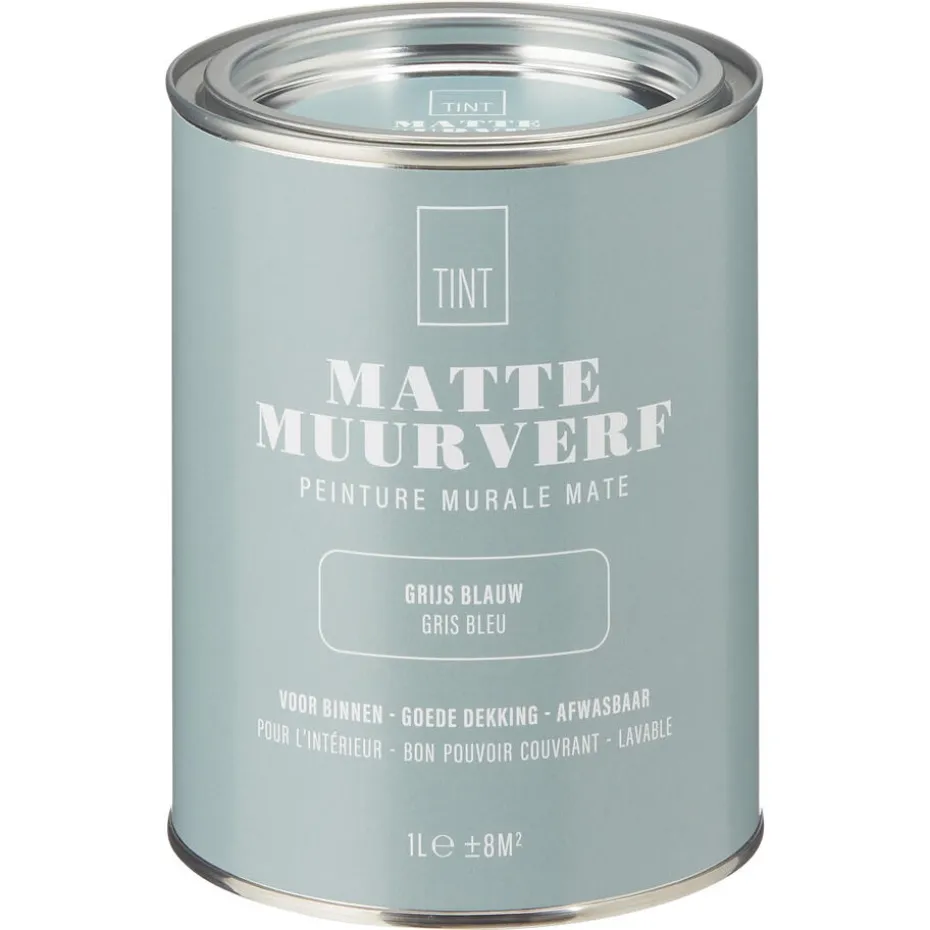 Muurverf Mat Grijs Blauw 1 L