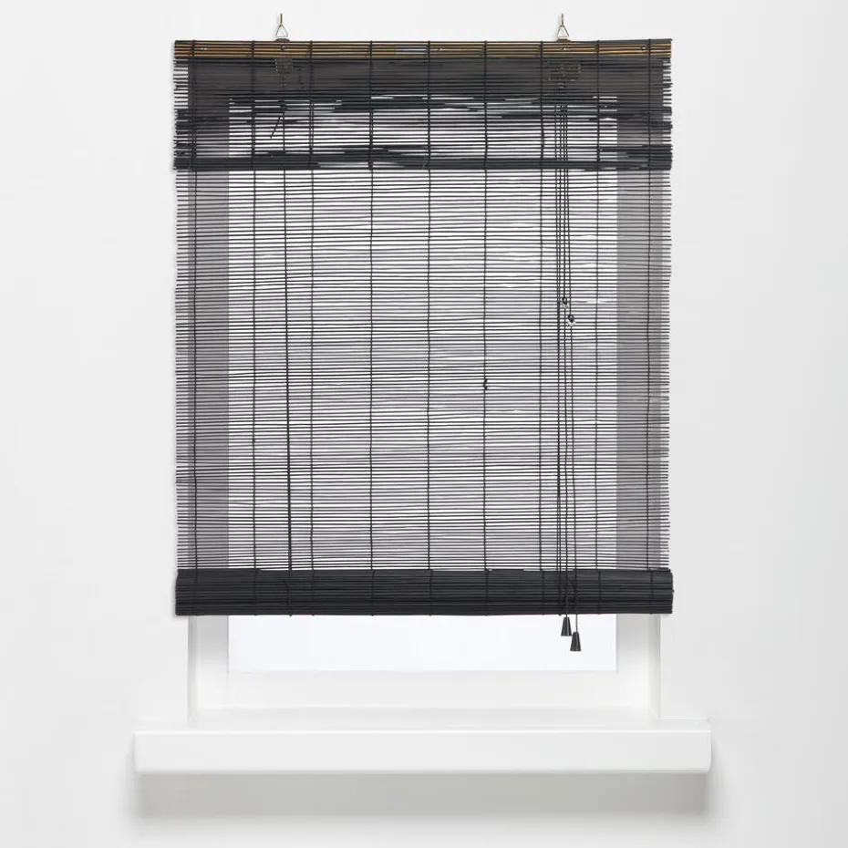 Rolgordijn Bamboe Zwart 100x220 Cm